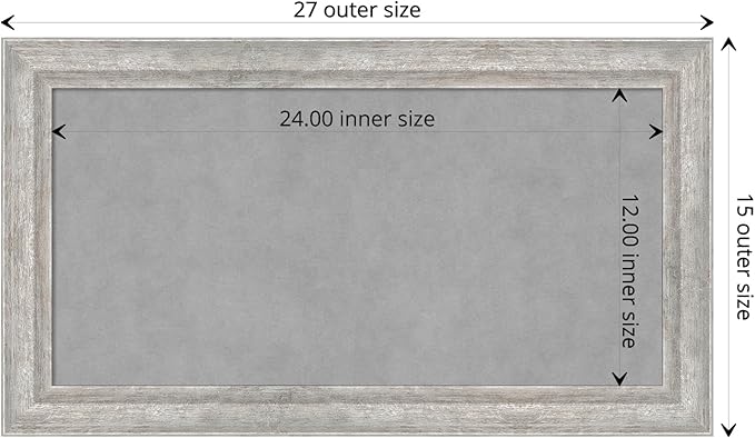 Amanti Art Silver Framed Magnetic Board 15x27 Small Vision Board for use with Magnets, 100% Metal Sheet to Display Items as Office Decor or for Home Organization in mudroom, Kitchen or Kids Room