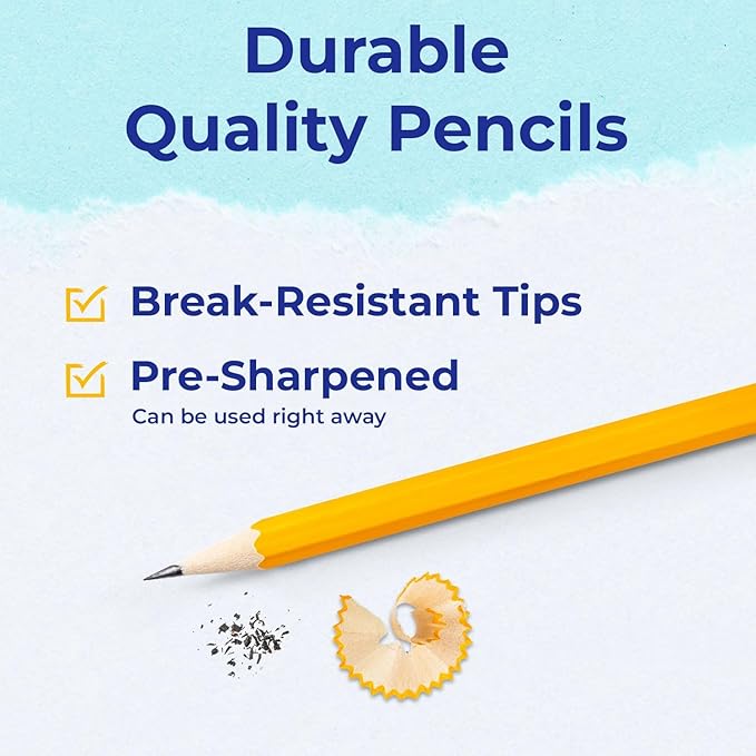 Rosmonde Pencils Bulk, 600 Pack, Pre Sharpened #2, Bulk Yellow Pencils, Easy Hold Grip With Earsers On Top, #2 HB Sharpened, Bulk Supplies for School Districts Classrooms & Colleges