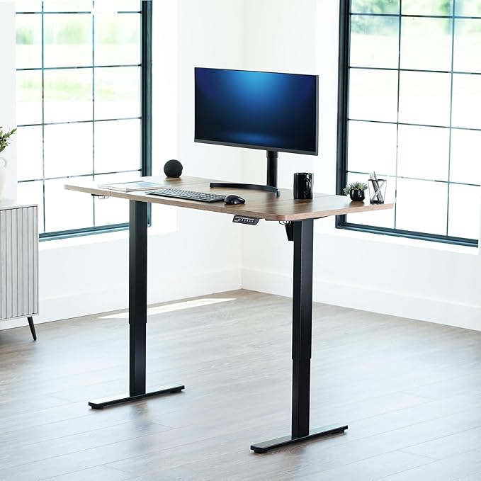 VIVO Electric 60 x 30 in Standing Desk, Memory Height Adjustment, 1B Series, Holds 220 lbs, Reclaimed Wood Top Black Frame, DESK-KIT-1B6P-30