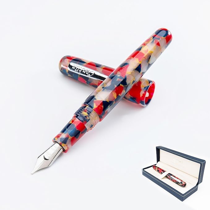 Conklin All American Fountain Pen in Old Glory – Broad Nib, Patriotic Red, White & Blue Design – Ideal Gift for Professionals & Pen Enthusiasts