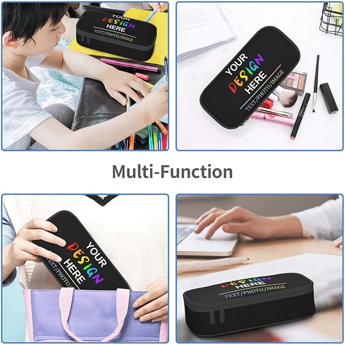 WLRUEZN Custom Pencil case With Photo/Text/Name Personalized Pen Bag Design Your Own Pencil Box Customized Large Capacity Zipper Pencilcase For Office Travel Cosmetic Bags