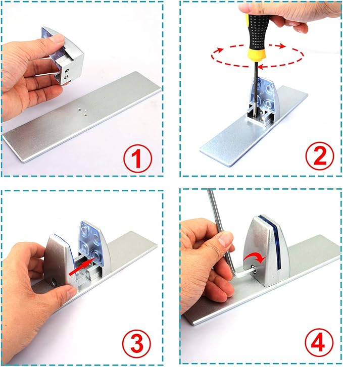 4 Pack T Shaped Office Desk Partition Clamp, Aluminum Sneeze Guard Bracket Support, Silver