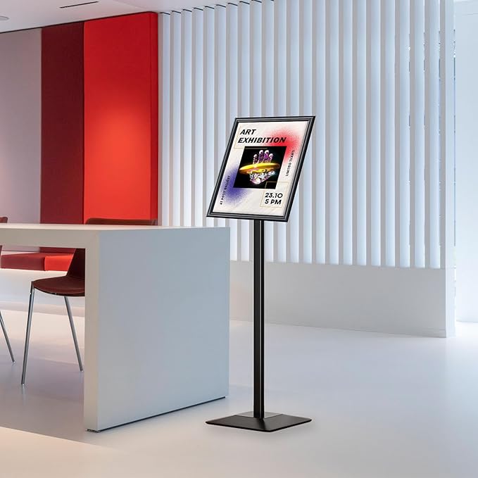Golemas Sign Stand for Display, 11lbs Integrated Rod Heavy Duty Pedestal Floor Signage Stand Holder, for Outdoor or Indoor Advertising (11 x 17, Black)