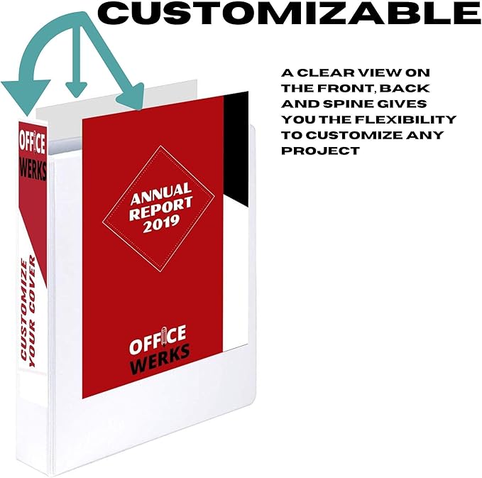 3 Inch 3 Ring Binder, Heavy Duty D-Ring, Holds 725 Sheets, Customizable Clear View Cover, Durable Non-Stick, for 8.5 x 11 Inch Paper, White, 1 Pack