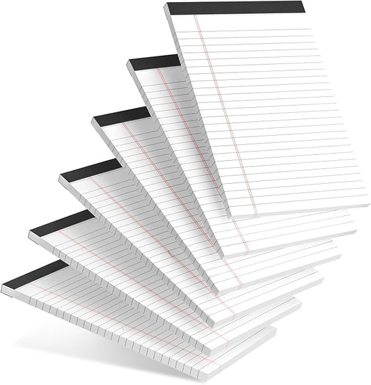 AILZFEI 6pcs Small Note Pad 5x8 College Ruled Legal Pads Paper Notepads 6 Pack Study Back Writing Pads 5 x 8 Legal Pads Perforated Narrow Ruled Pads of Paper White