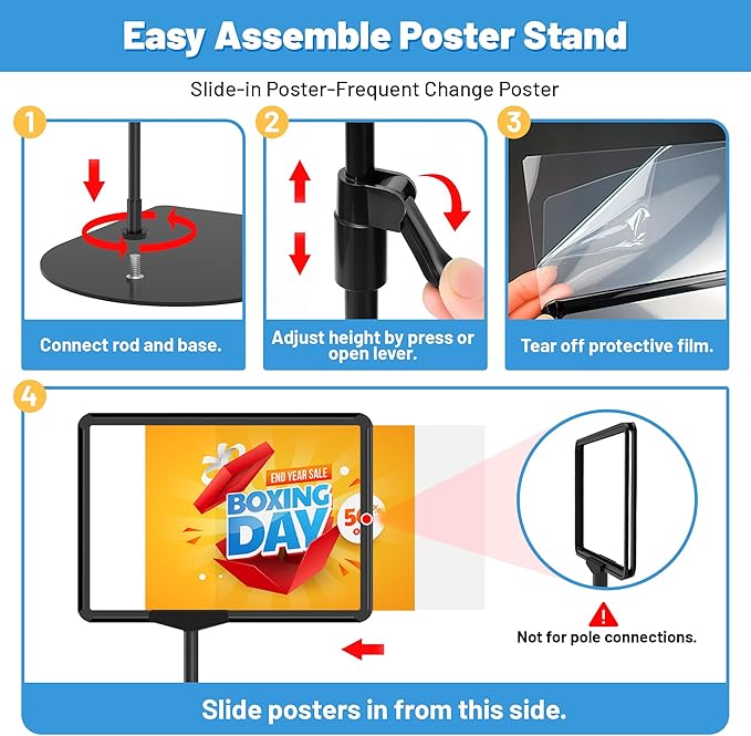 VAIIGO 6Pack Sign Stand for Display A4, Adjustable Poster Stand for Table Top & Floor, Floor Standing Sign Holder, Signage Stands for Business, Tradeshow, Store, Farm Display Stands
