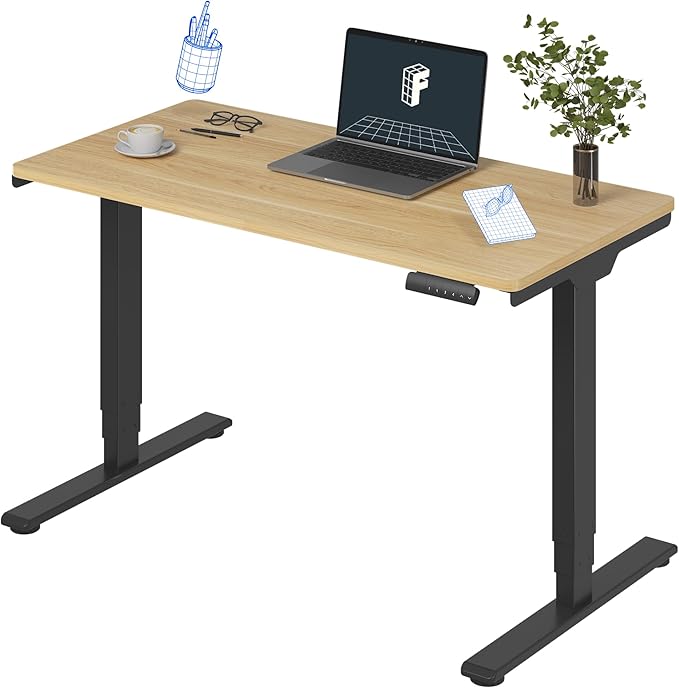 FLEXISPOT E6 3-Stage Dual Motor Electric Standing Desk 48 x 24 Sit Stand Up Desk, Holds 220 lbs, Adjustable Height w/Memory Presets, One-Piece Maple Desktop & Black Frame, Ships in 2 Boxes