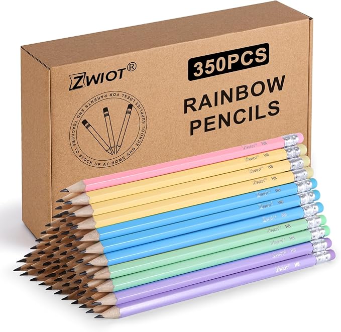 ZWlOT Wood-Cased Pencils, Pre Sharpened Pencils, 350 Count #2 HB Pencil with Eraser Bulk, School Classroom Teacher Supplies Gifts