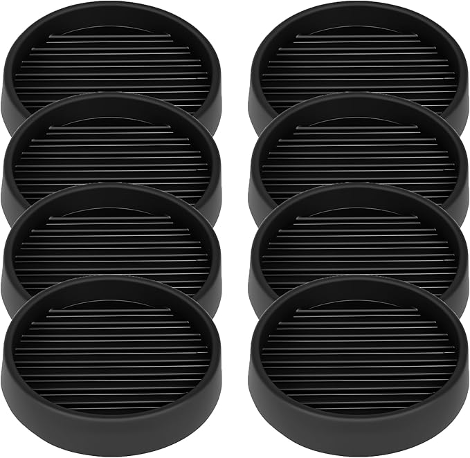 Non Slip Furniture Pads, 2.5” Round Rubber Caster Cups, 8 Pcs Furniture Coasters, Anti-Slip Gripper, Anti Slide Furnitures Feet Floor Protectors for Bed Couch Stoppers - Black