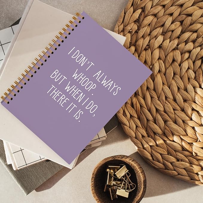 hold fizz Funny Office Notebooks for Work, Sarcastic Gifts, I Don't Always Whoop Sign, Office Desk Accessories, Funny Journal, Office Supplies for Desk, Purple Spiral Notebook 5.5 x 8.3