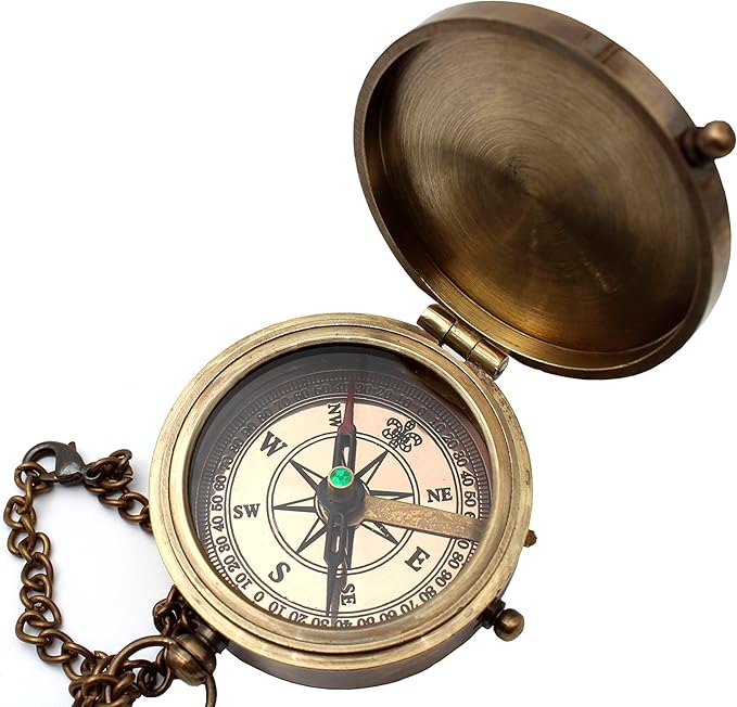 US HANDICRAFTS Brass Compass with Wooden Case | Engraved Compass from Mom to Son | Graduation Gift, Birthday, Inspirational Travel Keepsake