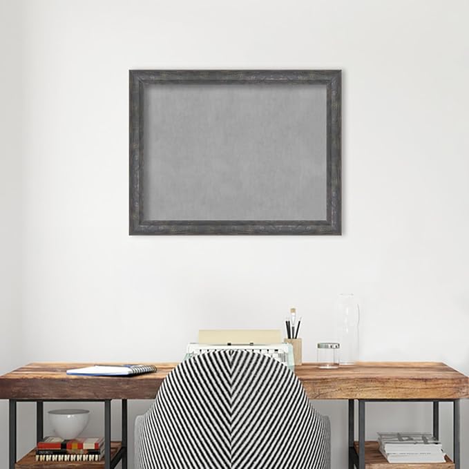 Amanti Art Grey Framed Magnetic Board 21x27 Medium Vision Board for use with Magnets, 100% Metal Sheet to Display Items as Office Decor or for Home Organization in mudroom, Kitchen or Kids Room