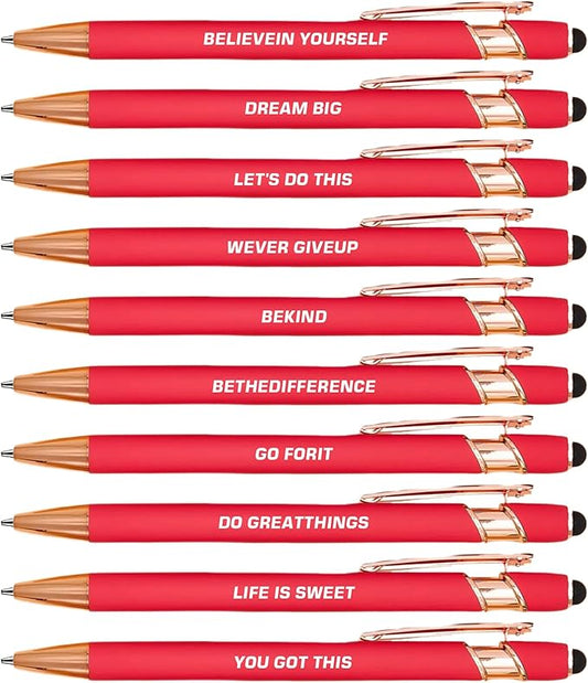 CRME 10pcs Funny Nurse Pens Set Engraving unusual Inspirational Quotes Pens Nice Pen Body has Rubber Coating Comfortable to Hold for Daily and Office Use Inspirational Gifts for Women