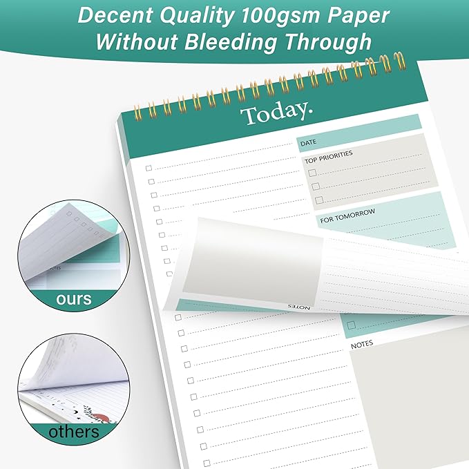 GOLDPEI To Do List Notepad - Daily Planner Notepad Undated 52 Sheets Tear Off, 6.5" x 9.8" Checklist Productivity Organizer with Hourly Schedule for Tasks