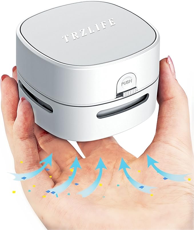 TRZLIFE Desk Vacuum Cleaner, Upgraded Mini Desktop Vacuum AA Battery More Durable Desk Accessory Sucks up Tiny Items and Crumbs from Desktop Drawer Countertop Ideal as a Valentine's Day Gift