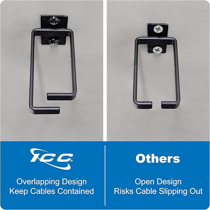 ICC 1.70” Metal Cable Management Ring, Vertical, Rack or Wall Mount, Pack of 10 – Cable Organizer for Structured Cabling and Racks