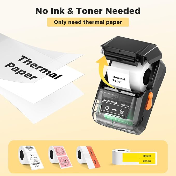 SUPVAN T50M Pro Bluetooth Label Maker Machine with 3 Tapes, Wide Waterproof Label, Versatile App with 40 Fonts and 650+ Icons, Inkless Labeler for Home, Kitchen, School, Office Organization, Black