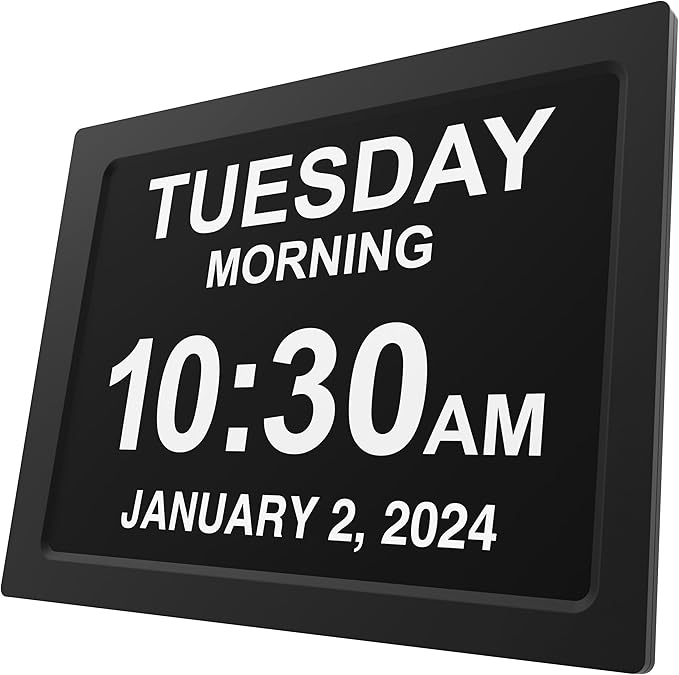 American Lifetime New 2026 Dementia Clock Large for Seniors, Digital Clock Large Display with Custom Alarms, Clock with Day & Date for Elderly, Number Digital Clock 12 Inches Black