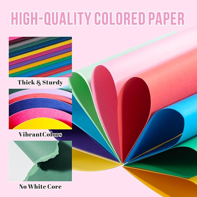Keketer 40 Sheets Colored Cardstock 20 Assorted Colors, 65lb/180gsm 8.5" x 11" Card Stock Paper, Colorful Cardstock for Printing, Card Making, Scrapbooking, DIY Crafts