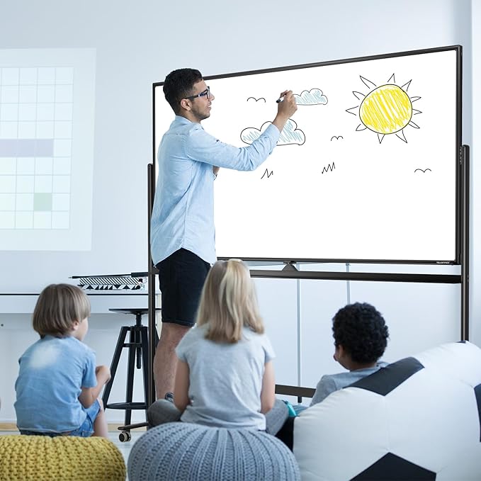 Large Dry-Erase Rolling Magnetic Whiteboard - 70 x 36 Inches White Board Height Adjust Double Sides Mobile Portable Easel on Wheels, Dry Erase Board with Stand for Office, Home & Classroom