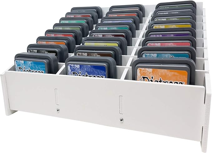 Pixiss Ink Pad Storage Holder and Stamp Pad Storage for Distress Oxide Ink and Others Sits Horizontal or Vertical - Stores 24 Ink Pads Craft Storage Organizer