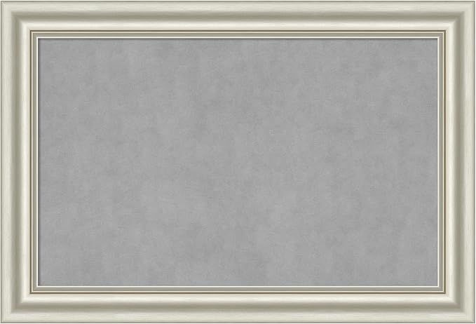 Amanti Art Silver Framed Magnetic Board 26x38 Large Vision Board for use with Magnets, 100% Metal Sheet to Display Items as Office Decor or for Home Organization in mudroom, Kitchen or Kids Room