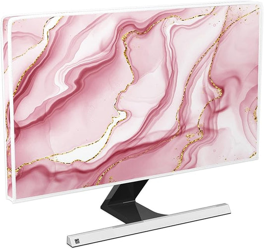 Baocicco Gold Pink Marble Waterproof TV Display Screen Cover 37, 38, 39 Inch TV Accessories Laptop TVs LCD Screen Decoration for Tablet Anti-Static Dustproof Protective for Home Office