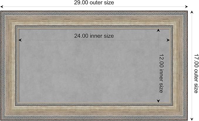 Amanti Art Silver Framed Magnetic Board 17x29 Small Vision Board for use with Magnets, 100% Metal Sheet to Display Items as Office Decor or for Home Organization in mudroom, Kitchen or Kids Room