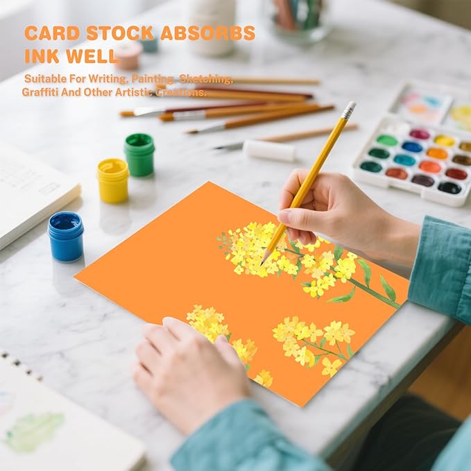 Light Orange Cardstock 8.5 X 11, 40 Sheets Neon Orange Card Stock, 75lb/ 200gsm Bright Orange Colored Copy and Printer Paper For Halloween Art, DIY Card, Craft, Construction, School & Office Supplie