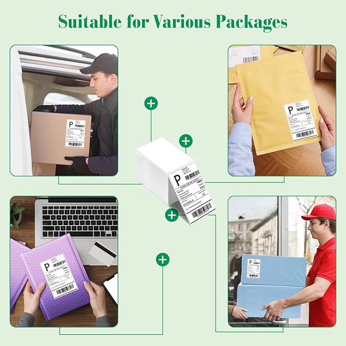 METRONIC Thermal Labels 4x6 200 Labels Fanfold Direct Shipping Label with Perforated and Strong Adhesive Mailing Stickers Paper Thermal Printer Sticker for Most Printer Shipping Supplies