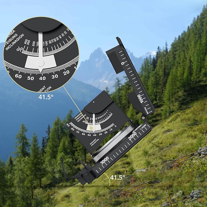 Anbte Compass Hiking Survival, IP65 Waterproof Metal Compass with Sighting Clinometer and Carry Bag, Multifunctional, Professional, for Camping Hunting Hiking Navigation