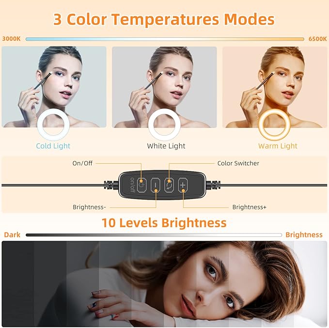 2Packs-Ring Light for Computer Laptop,Video Conference Lighting kit for Zoom Meetings,5" Small Led Selfie Light Portable DeskLight with Stand,Cell Phone Holder Desktop Lighting for Skype Call Black