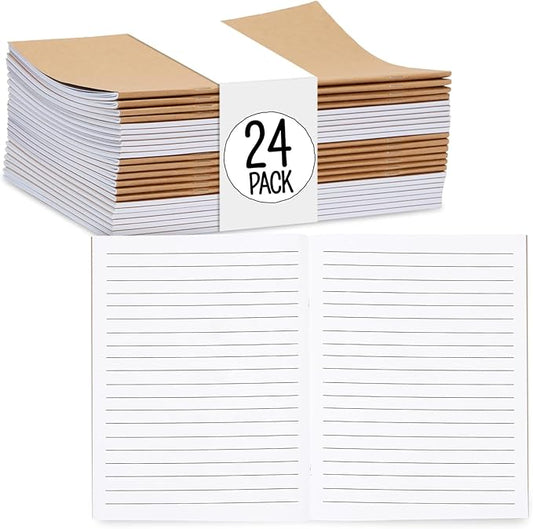 Lined Kraft Journals Bulk Set, 24 Pack 8.5x11 Inch, 48 Pages Each – A4 Writing Notebooks with 250gsm Cover & 120gsm Paper, Ideal for School, Office, Travel, and Creative Journaling Projects