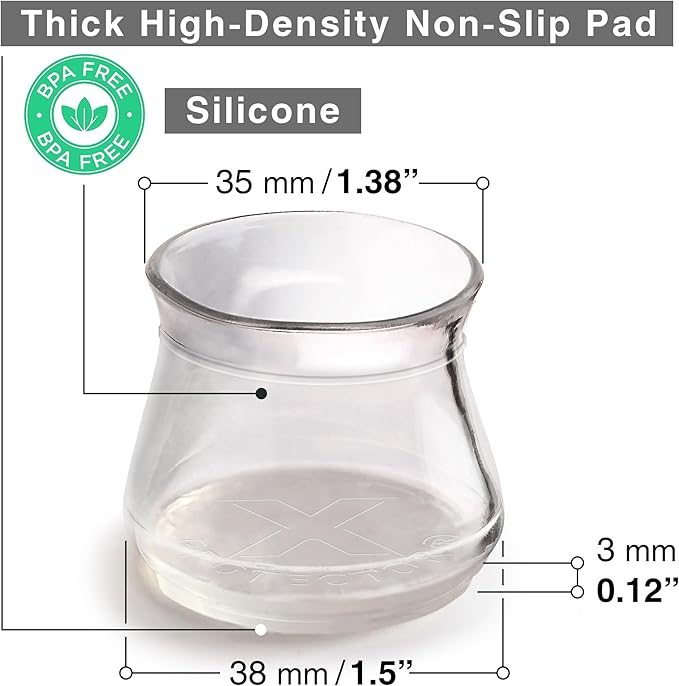 X-Protector Silicone Chair Leg Floor Protectors with Non-Slip Furniture Pads - 32 PCS 1.3" - 2" - Anti-Slip Chair Leg Covers - Non-Skid Furniture Leg Caps - Furniture Pads for Hardwood Floors!