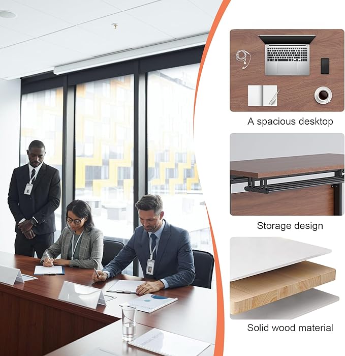 JEHUJD Conference Table,55.1''Folding Conference Room Table for 4-12 People,Mobile Flip Top MeetingTraining Table with Different Coulor and Styles for Offices, Classrooms,Meeting Room (4, D)