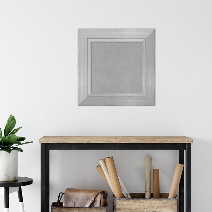Amanti Art Silver Framed Magnetic Board 23x23 Small Vision Board for use with Magnets, 100% Metal Sheet to Display Items as Office Decor or for Home Organization in mudroom, Kitchen or Kids Room
