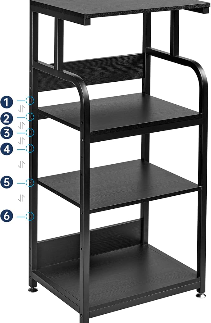 Fannova Printer Stand with Adjustable Shelf, 4 Tier Large Tall Printer Table with Wheels for Home Office Storage and Organization, Rolling Stand Cart for Computer Tower CPU Shredder, Black