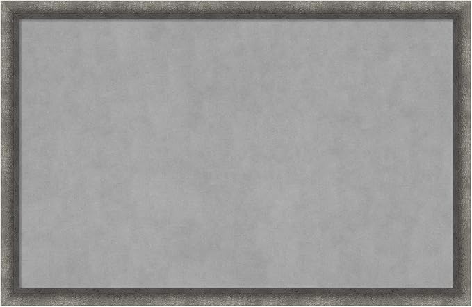 Amanti Art Grey Framed Magnetic Board 22x34 Large Vision Board for use with Magnets, 100% Metal Sheet to Display Items as Office Decor or for Home Organization in mudroom, Kitchen or Kids Room
