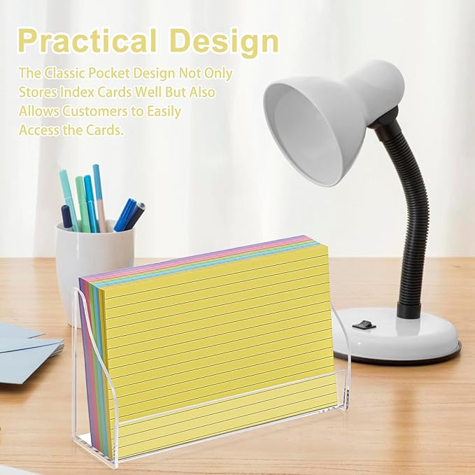 SHIQIKEJIPTY 5x8 Acrylic Index Card Holder Index Card Display Stand For Desk Note Cards File Box Postcard Holder Business Stand Display Index Organizer Case for Office Business Desktop(No Cards)