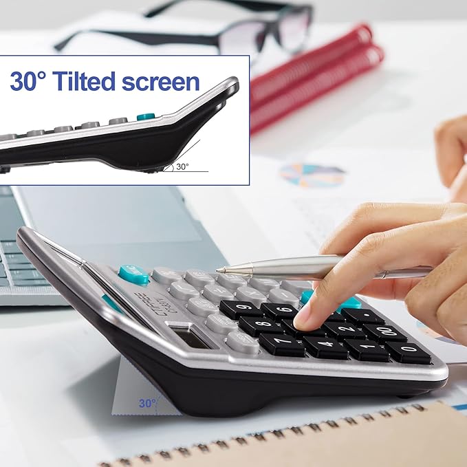 Flutesan 8 Pack Calculator Bulk 12 Digit Solar Power Calculator Solar and Battery Dual Power Desktop Calculators with Big Buttons and Large Display Handheld Calculators for Office, Home, School