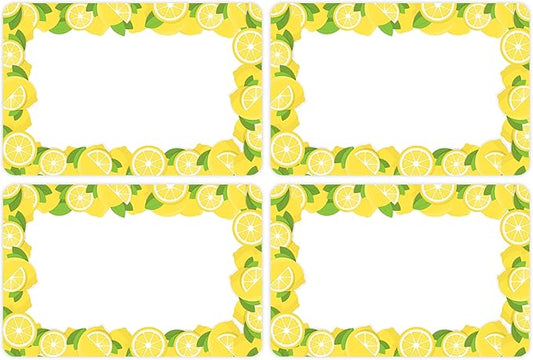 Wonmon 200 PCS Lemon Name Tags Stickers, Self Adhesive Lemon Style Name Tag Labels Stickers for Back to School Classroom Student Office Desk Cubby Locker Themed Party, 2x3 inch