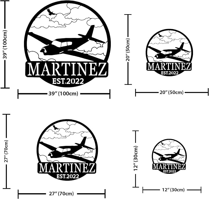 Personalized Metal Airplane Wall Art, Airplane Name Sign, Customized Pilot Name Sign, Airplane Hangar Sign Decor, Aviation Home Office Decor, Large Outdoor Decor, Pilot Gifts, Aircraft Lovers Gift