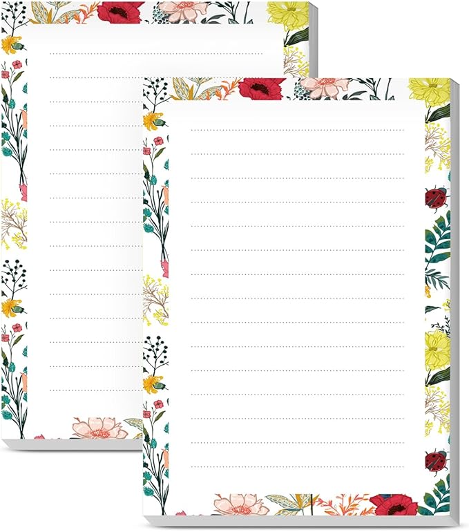 SXboxing Sticky Notes 4X6 Inches, 2 Pack Large Cute Self-Stick Pads, Bright Funny Memo Pads Easy to Stick for Home, Office Beautiful Boho Flowers