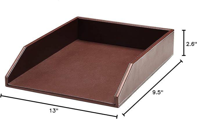 Gallaway Leather Letter Desk Organizer - Premium PU Leather Perfect for Office Organization, Document Holder Fits A4 Paper, Stackable Drawers for Extra Desk Storage