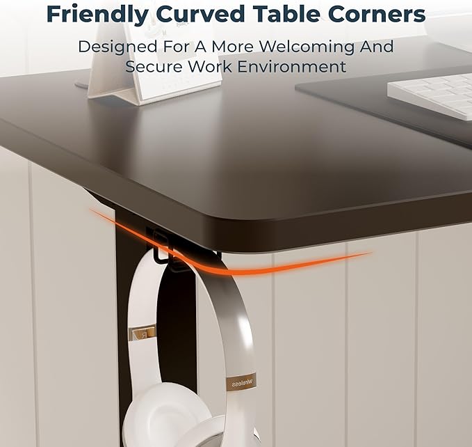 FitStand Adjustable Stand Up Desk with Memory Preset, Standing Desks 55 x 24 Inch Electric Home Office Desk Computer Workstation Splice Black Top + Black Frame