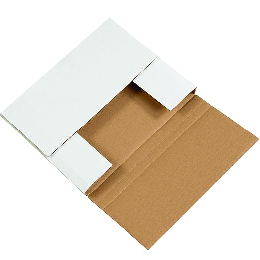 Tape Logic TLM1081 Easy-Fold Mailers, 10 1/4" x 8 1/4" x 1 1/4", White (Pack of 50)