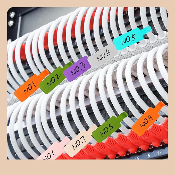 35 Pcs Multicolored Color-Coded Nylon Cable & Cord Labels (7 Colors, 5 Each) - Reusable Hook & Loop Wire Tags, Residue-Free Ink-Proof Water-Resistant Identification Labels for Home Office Data Centers