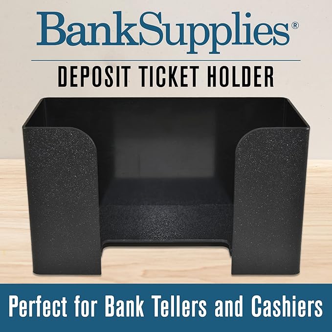 BankSupplies Deposit Ticket Holder | 10W x 4D x 6H | Black Textured, Molded Plastic | Check & Voucher Sorter | Desk Organizer for Deposit Slips, Receipts, Forms, Tickets