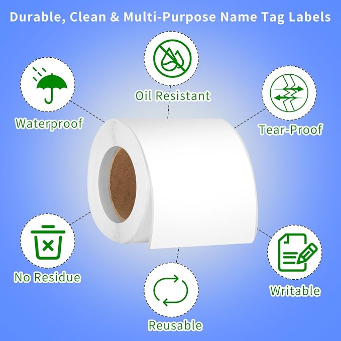 250pcs 3.5 x 2.25 Inch Blank Name Tag Stickers for Classroom, Removable Freezer Labels for Storage Bins Jars Food Containers Box Easy Peel Off Tear Resistant No Residue Moving Labels to Write On