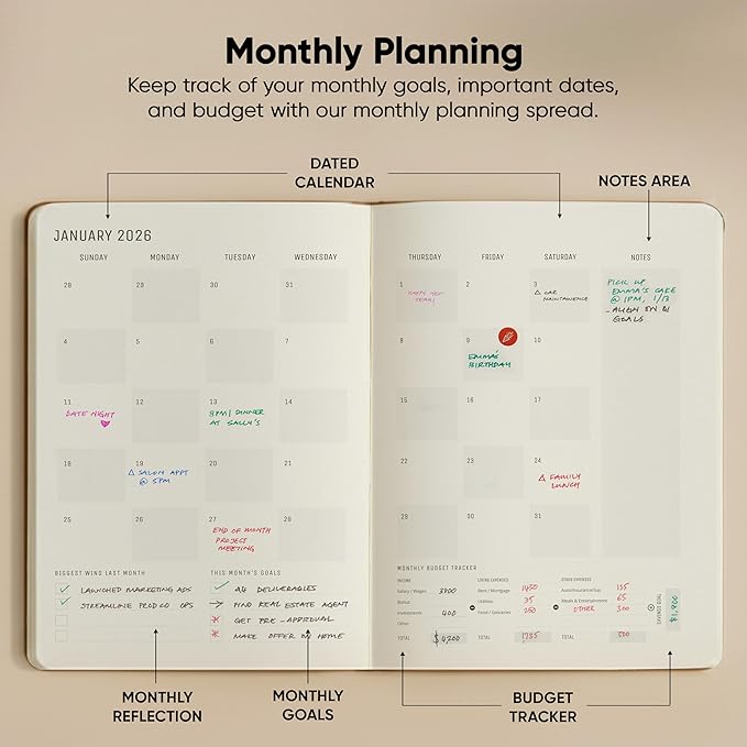 Dated, 2026 Planner, 8.5" x 11" - The Productivity Planner to Achieve Your 2026 Goals - Planner 2026-2027 by PRODUCTIVITY STORE (A4, BROWN)